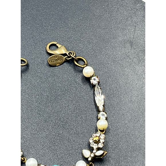 Sorrelli Clear Crystal Flower Blue Swarovski Antiqued Romantic Bracelet - Picture 4 of 11